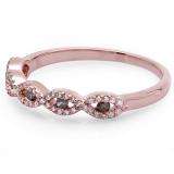 0.25 Carat (ctw) 14K Rose Gold Round Champagne & White Diamond Ladies Bridal Stackable Anniversary Wedding Band Swirl Ring 1/4 CT