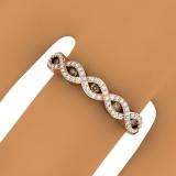 0.25 Carat (ctw) 14K Rose Gold Round Champagne & White Diamond Ladies Bridal Stackable Anniversary Wedding Band Swirl Ring 1/4 CT
