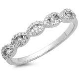 0.25 Carat (ctw) 14K White Gold Round Diamond Ladies Bridal Stackable Anniversary Wedding Band Swirl Ring 1/4 CT