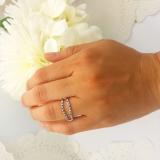 0.15 Carat (ctw) 14K White Gold Round White & Black Diamond Ladies Anniversary Wedding Band Guard Double Ring