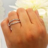 0.15 Carat (ctw) 14K White Gold Round White & Black Diamond Ladies Anniversary Wedding Band Guard Double Ring