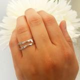 0.15 Carat (ctw) 14K White Gold Round White & Black Diamond Ladies Anniversary Wedding Band Guard Double Ring