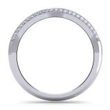 0.20 Carat (ctw) 14K White Gold Round White Diamond Ladies Double Row Curved Anniversary Wedding Band 1/5 CT
