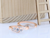 0.60 Carat (ctw) 10K Rose Gold Real Round Diamond Ladies Swirl Style Bridal 3 Stone Engagement Ring With Matching Band Set