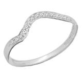0.10 Carat (Ctw) 10K White Gold Round White Diamond Ladies Anniversary Wedding Stackable Band Guard Ring 1/10 CT