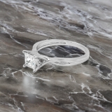 0.74 Carat (ctw) 14K White Gold Princess Cut Diamond Ladies Split Shank Bridal Engagement Solitaire Ring 3/4 CT