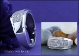 0.45 Carat (ctw) Platinum Plated Sterling Silver Real Round White Diamond Men's Flashy Hip Hop Pinky Ring 1/2 CT