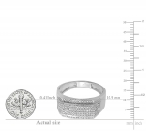 0.45 Carat (ctw) Platinum Plated Sterling Silver Real Round White Diamond Men's Flashy Hip Hop Pinky Ring 1/2 CT