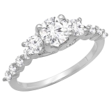 1.50 Carat (ctw) 10K White Gold Round Diamond Ladies Bridal 3 Stone Engagement Ring 1 1/2 CT