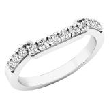 0.20 Carat (ctw) 14K White Gold Round Diamond Ladies Wedding Contour Band Guard Ring 1/5 CT