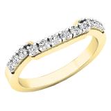 0.20 Carat (ctw) 14K Yellow Gold Round Diamond Ladies Wedding Contour Band Guard Ring 1/5 CT