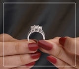 1.00 Carat (ctw) 14K White Gold Princess & Round Diamond Ladies Bridal 3 Stone Engagement Ring 1 CT