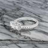 1.00 Carat (ctw) 14K White Gold Princess & Round Diamond Ladies Bridal 3 Stone Engagement Ring 1 CT