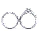 1.00 Carat (ctw) 14K White Gold Round Diamond Ladies Bridal Engagement Ring With Matching Band Set 1 CT