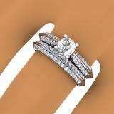 1.00 Carat (ctw) 14K White Gold Round Diamond Ladies Bridal Engagement Ring With Matching Band Set 1 CT