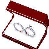 1.00 Carat (ctw) 14K White Gold Round Diamond Ladies Bridal Engagement Ring With Matching Band Set 1 CT