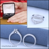 1.00 Carat (ctw) 14K White Gold Round Diamond Ladies Bridal Engagement Ring With Matching Band Set 1 CT