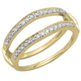 0.33 Carat (ctw) 14K Yellow Gold Round Diamond Ladies Anniversary Wedding Band Milgrain Guard Double Ring 1/3 CT