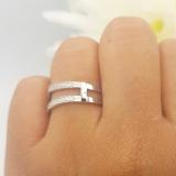 0.33 Carat (ctw) 14K White Gold Round Diamond Ladies Anniversary Wedding Band Milgrain Guard Double Ring 1/3 CT