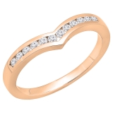 0.25 Carat (ctw) 10K Rose Gold Round Diamond Ladies Anniversary Wedding Stackable Band Guard Chevron Ring 1/4 CT
