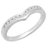 0.25 Carat (ctw) 10K White Gold Round Diamond Ladies Anniversary Wedding Stackable Band Guard Chevron Ring 1/4 CT