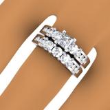 IGI CERTIFIED 1.90 Carat (ctw) 14K White Gold Princess & Round Diamond Ladies 3 Stone Bridal Engagement Ring With Matching Band Set