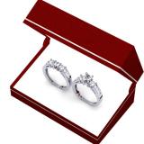 IGI CERTIFIED 1.90 Carat (ctw) 14K White Gold Princess & Round Diamond Ladies 3 Stone Bridal Engagement Ring With Matching Band Set