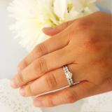 1.00 Carat (ctw) 14K White Gold Round Diamond Ladies Bridal Engagement Ring With Matching Band 1 CT