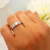 1.00 Carat (ctw) 14K White Gold Round Diamond Ladies Bridal Engagement Ring With Matching Band 1 CT