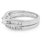 0.75 Carat (ctw) 14k White Gold Round Diamond Ladies Bridal Engagement Ring Matching Band Set 3/4 CT