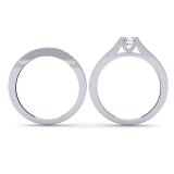 0.75 Carat (ctw) 14k White Gold Round Diamond Ladies Bridal Engagement Ring Matching Band Set 3/4 CT