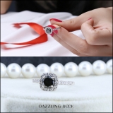 1.15 Carat (ctw) 14K White Gold Round Black and White Diamond Ladies Bridal Halo Style Engagement Ring