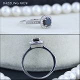 1.15 Carat (ctw) 14K White Gold Round Black and White Diamond Ladies Bridal Halo Style Engagement Ring