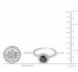 1.15 Carat (ctw) 14K White Gold Round Black and White Diamond Ladies Bridal Halo Style Engagement Ring