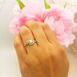0.55 Carat (ctw) 14K Yellow Gold Round Diamond Ladies Twisted Style Bridal Engagement Ring With Matching Band Set 1/2 CT