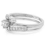 0.55 Carat (ctw) 18K White Gold Round Diamond Ladies Twisted Style Bridal Engagement Ring With Matching Band Set 1/2 CT