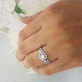 0.55 Carat (ctw) 18K White Gold Round Diamond Ladies Twisted Style Bridal Engagement Ring With Matching Band Set 1/2 CT