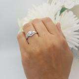 0.55 Carat (ctw) 14k White Gold Round Diamond Ladies Twisted Style Bridal Engagement Ring With Matching Band Set 1/2 CT