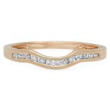 0.15 Carat (ctw) 10K Rose Gold Round Cut White Diamond Ladies Anniversary Wedding Stackable Band Contour Guard Ring