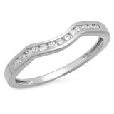0.15 Carat (ctw) 10K White Gold Round Cut White Diamond Ladies Anniversary Wedding Stackable Band Contour Guard Ring