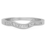 0.15 Carat (ctw) 10K White Gold Round Cut White Diamond Ladies Anniversary Wedding Stackable Band Contour Guard Ring