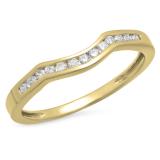 0.15 Carat (ctw) 14K Yellow Gold Round Cut White Diamond Ladies Anniversary Wedding Stackable Band Contour Guard Ring