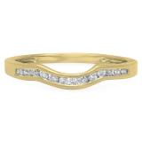 0.15 Carat (ctw) 14K Yellow Gold Round Cut White Diamond Ladies Anniversary Wedding Stackable Band Contour Guard Ring