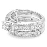 3.00 Carat (ctw) 14k White Gold Princess & Round Diamond Ladies Bridal Engagement Ring Set With Matching Band 3 CT