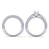 3.00 Carat (ctw) 14k White Gold Princess & Round Diamond Ladies Bridal Engagement Ring Set With Matching Band 3 CT