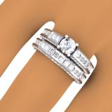 3.00 Carat (ctw) 14k White Gold Princess & Round Diamond Ladies Bridal Engagement Ring Set With Matching Band 3 CT