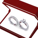 3.00 Carat (ctw) 14k White Gold Princess & Round Diamond Ladies Bridal Engagement Ring Set With Matching Band 3 CT