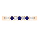 0.35 Carat (ctw) 10K Rose Gold Round Cut Blue Sapphire & White Diamond Ladies Anniversary Wedding Stackable Band Guard Ring 1/3 CT