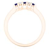 0.35 Carat (ctw) 10K Rose Gold Round Cut Blue Sapphire & White Diamond Ladies Anniversary Wedding Stackable Band Guard Ring 1/3 CT