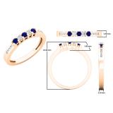 0.35 Carat (ctw) 10K Rose Gold Round Cut Blue Sapphire & White Diamond Ladies Anniversary Wedding Stackable Band Guard Ring 1/3 CT